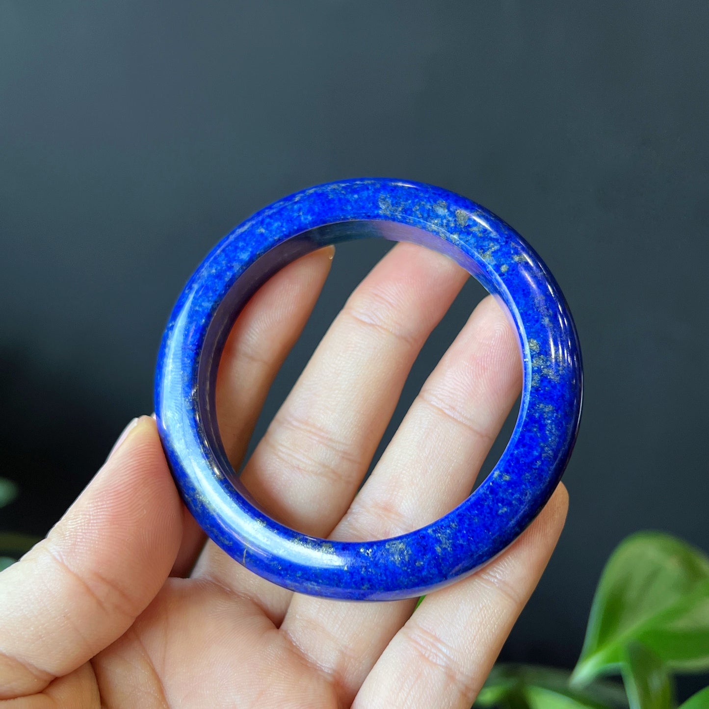 Natural Lapis Lazuli Banlge Leaf Style Size 52 mm
