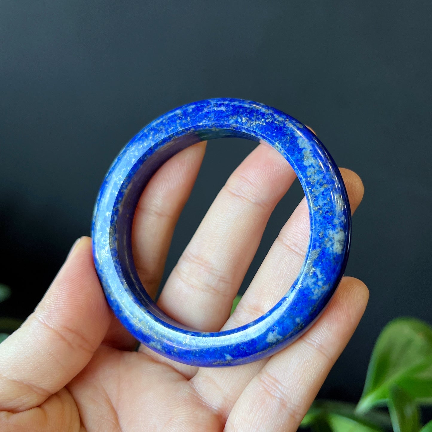 Natural Lapis Lazuli Banlge Leaf Style Size 52 mm