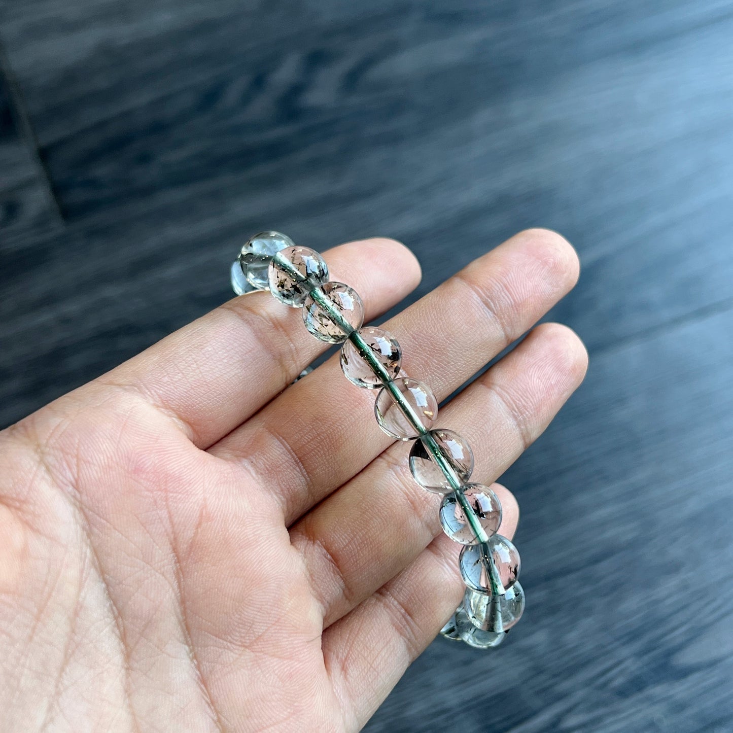 Natural Green Rutilated Quartz Bracelet Size 10 mm