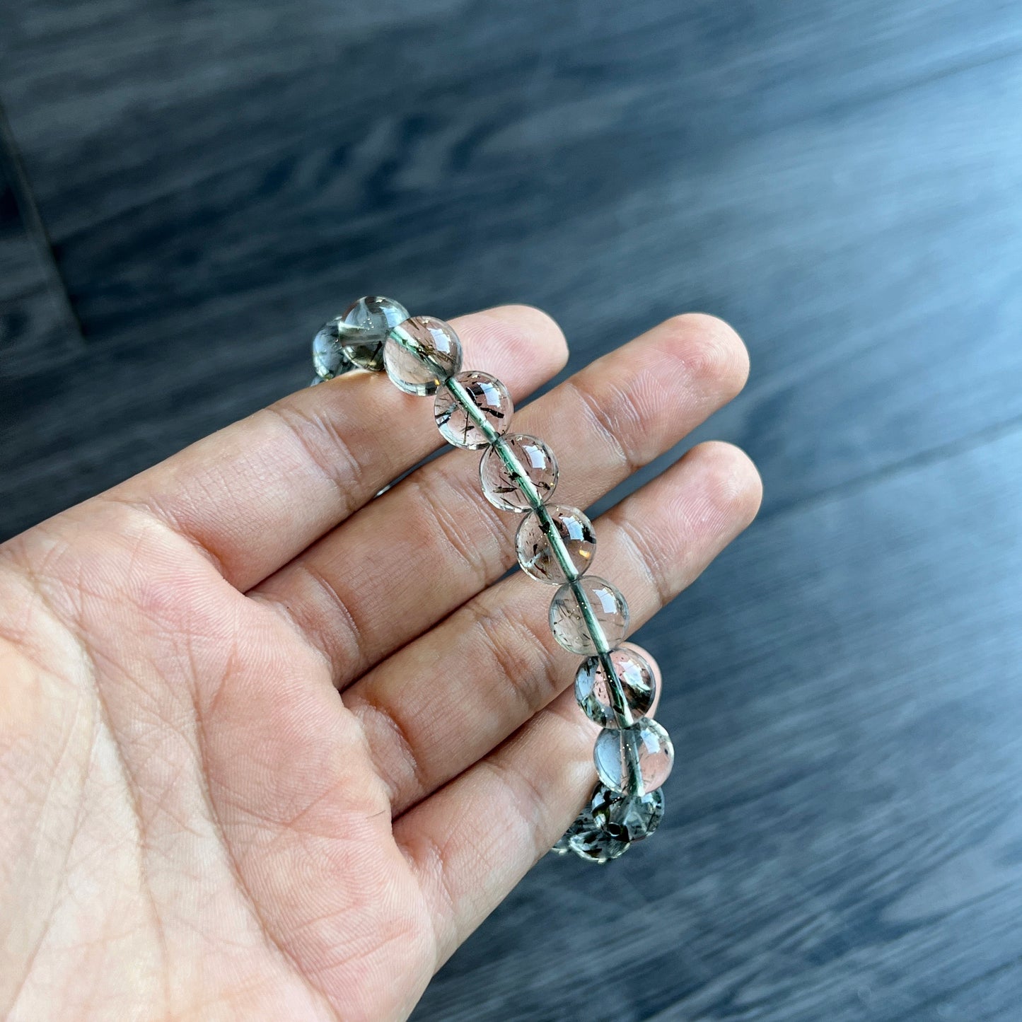 Natural Green Rutilated Quartz Bracelet Size 10 mm