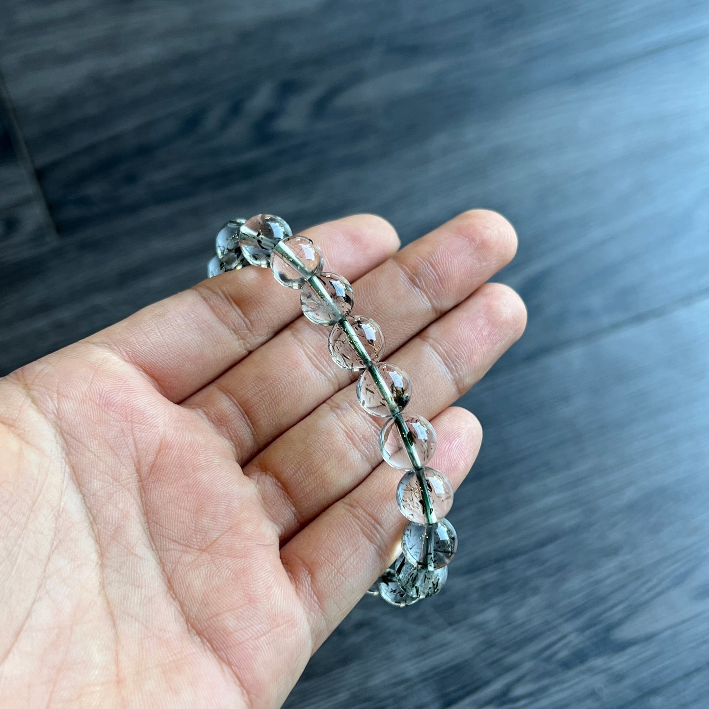 Natural Green Rutilated Quartz Bracelet Size 10 mm