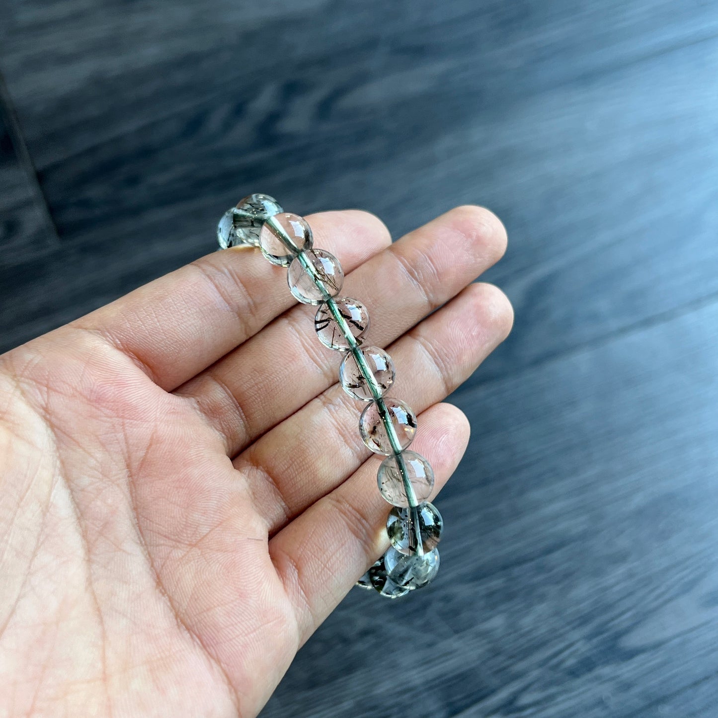 Bracelet Quartz Rutilé Vert Taille 10 mm