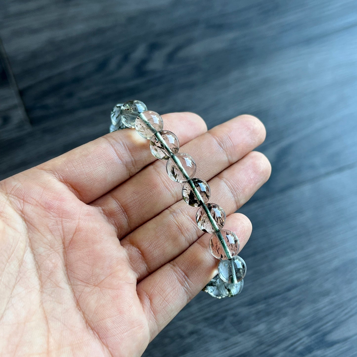 Natural Green Rutilated Quartz Bracelet Size 10 mm