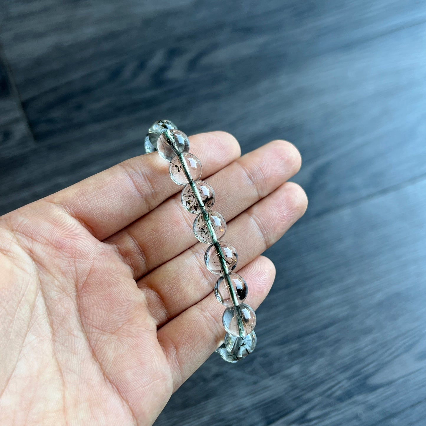 Natural Green Rutilated Quartz Bracelet Size 10 mm