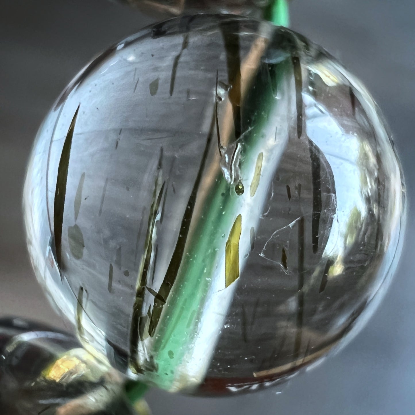 Natural Green Rutilated Quartz Bracelet Size 10 mm