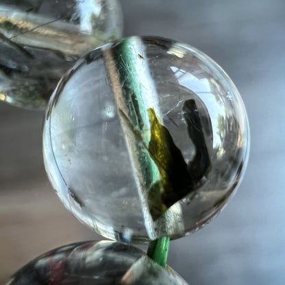 Natural Green Rutilated Quartz Bracelet Size 10 mm