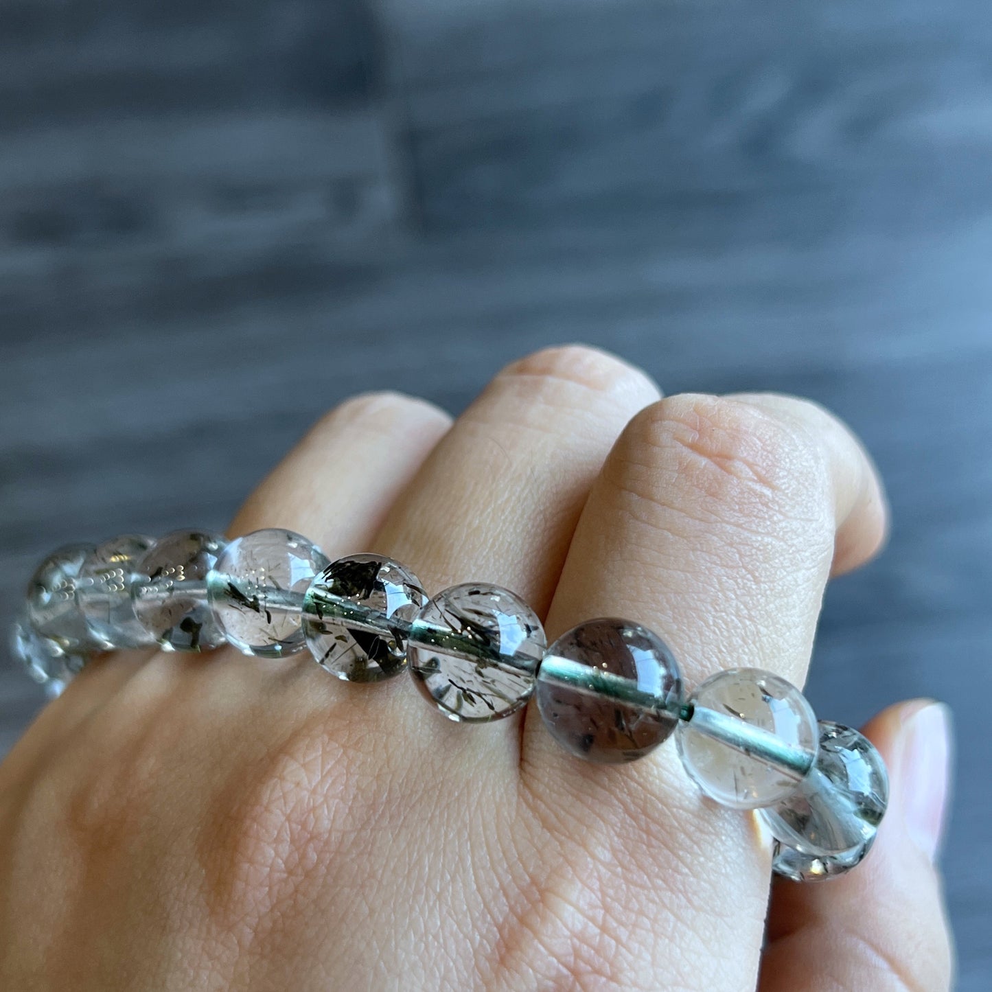 Natural Green Rutilated Quartz Bracelet Size 10 mm