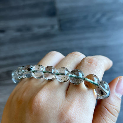 Natural Green Rutilated Quartz Bracelet Size 10 mm