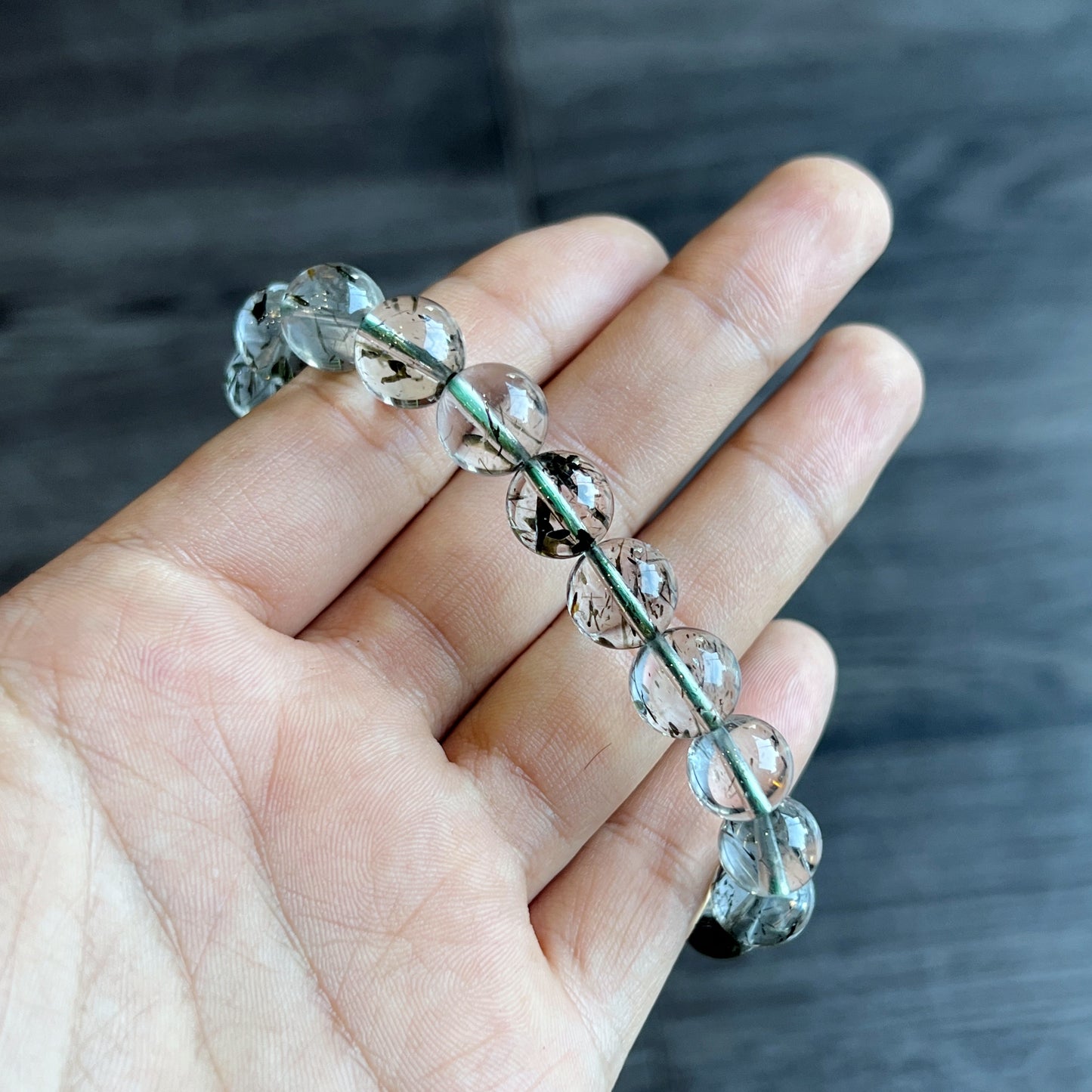 Natural Green Rutilated Quartz Bracelet Size 10 mm