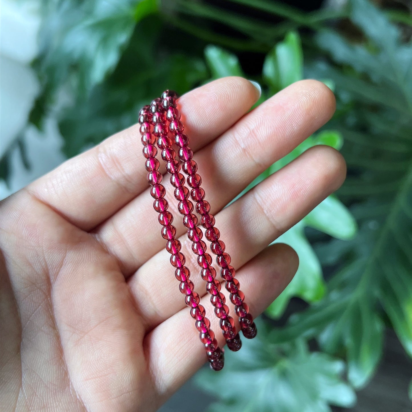 Natural Garnet Triple Wrap VIP Bracelet Size 4 mm