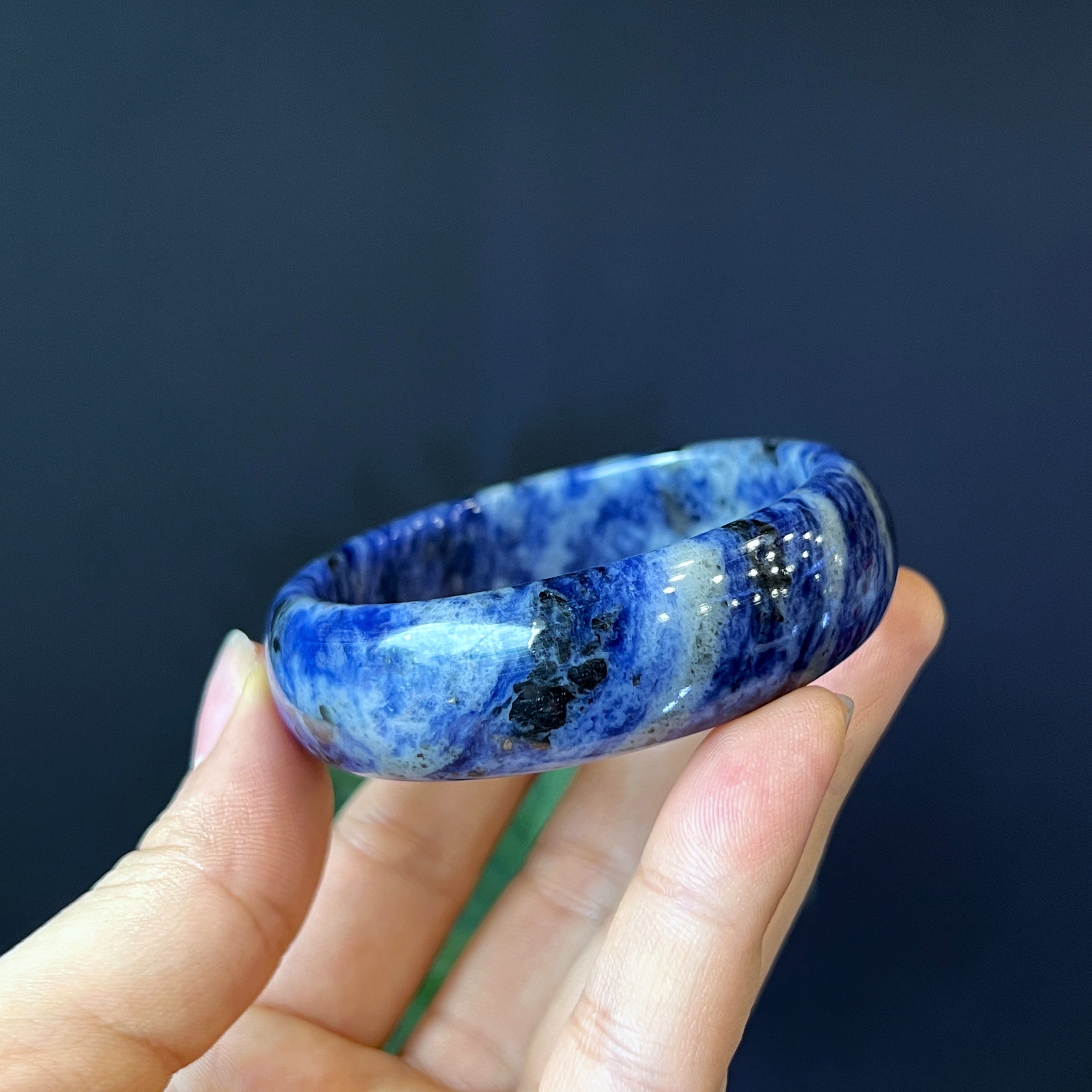 Beautiful and Natural Lapis Lazuli Bangle Mountain Jade