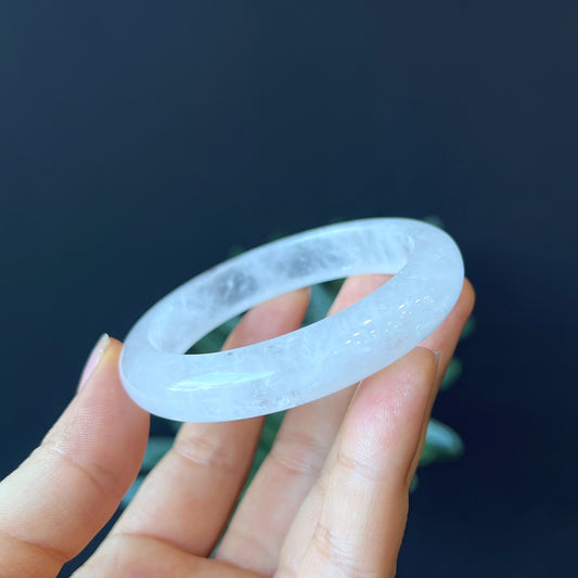 Natural Clear Quartz Bangle Leaf Style Size 52 mm