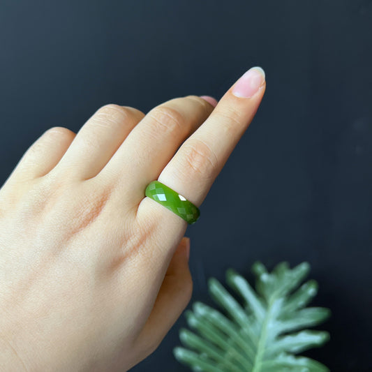 Faceted Nephrite Jade Ring Size 1.8