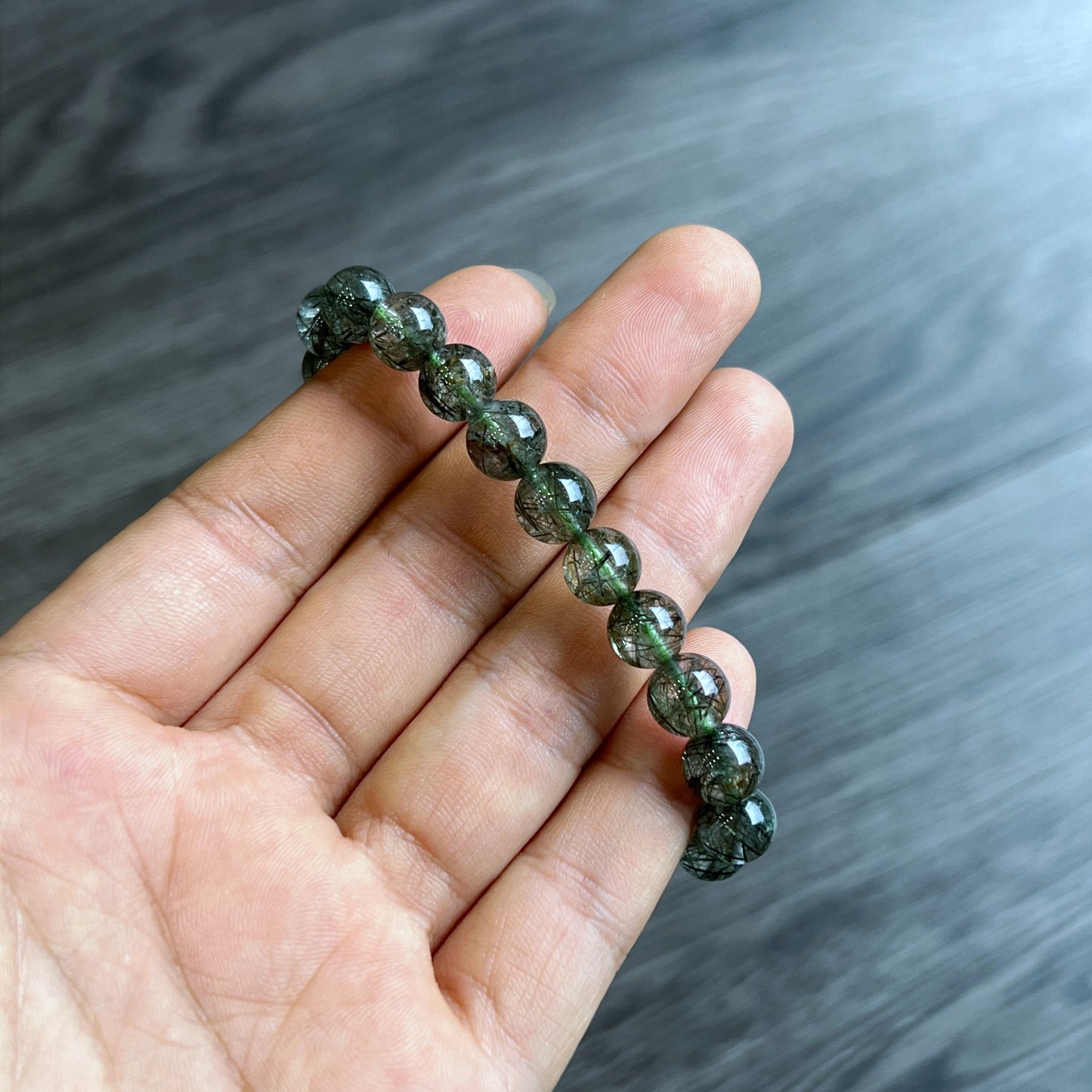 Natural Green Rutilated Quartz Bracelet Size 8 mm