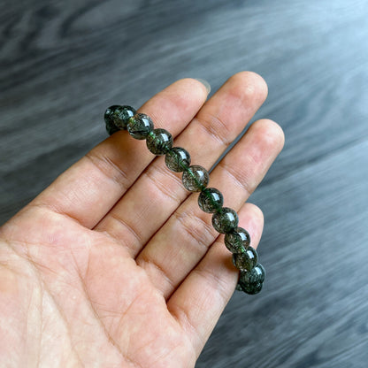 Bracelet Quartz Rutilé Vert Taille 8 mm