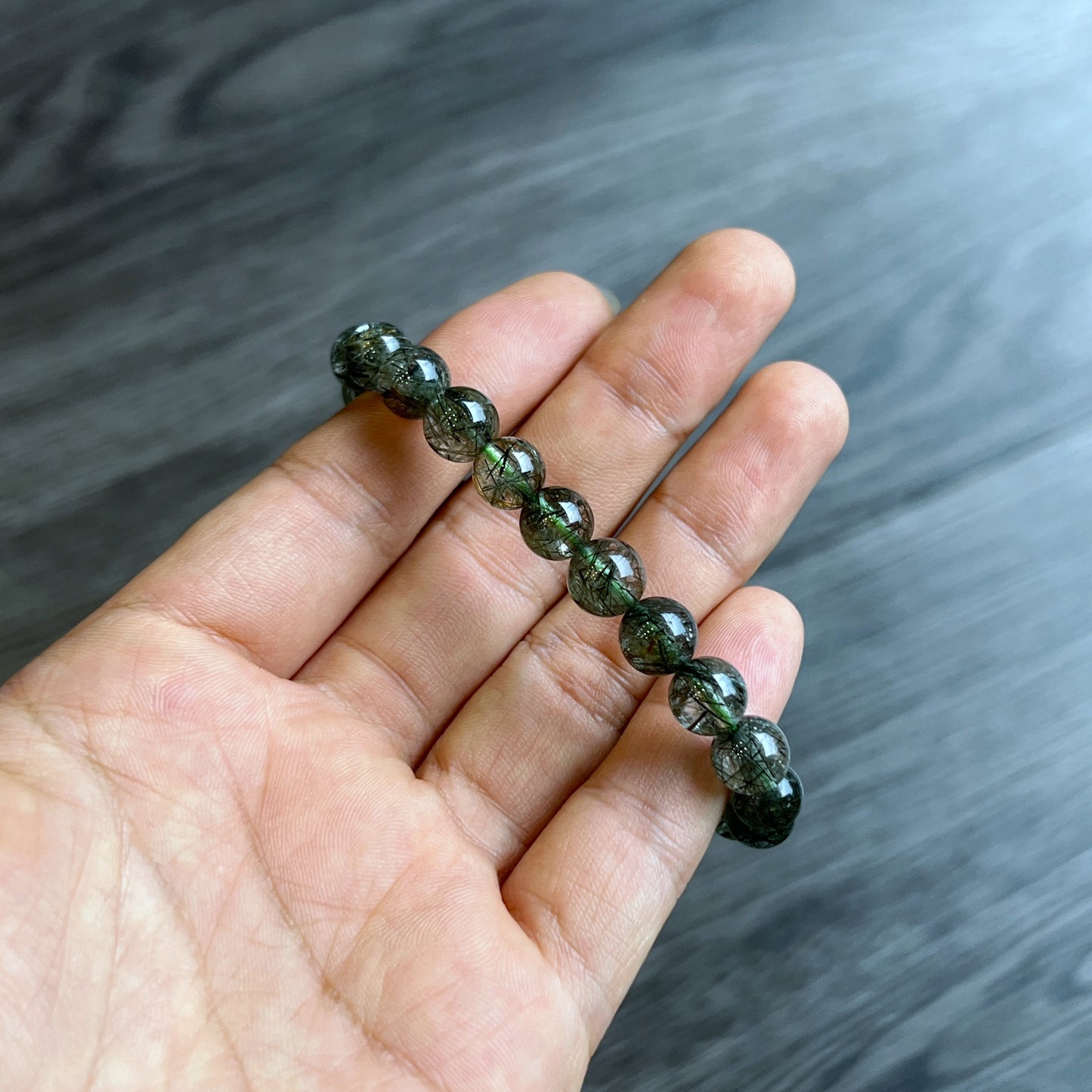 Natural Green Rutilated Quartz Bracelet Size 8 mm
