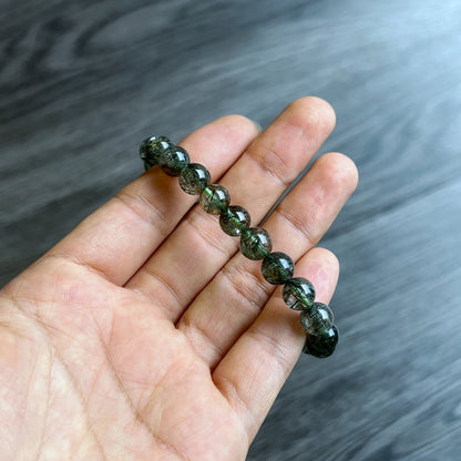 Bracelet Quartz Rutilé Vert Taille 8 mm