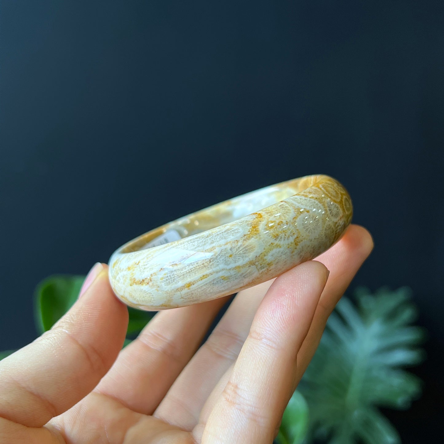 Bracelet Corail Fossil Style Feuille Taille 53 mm