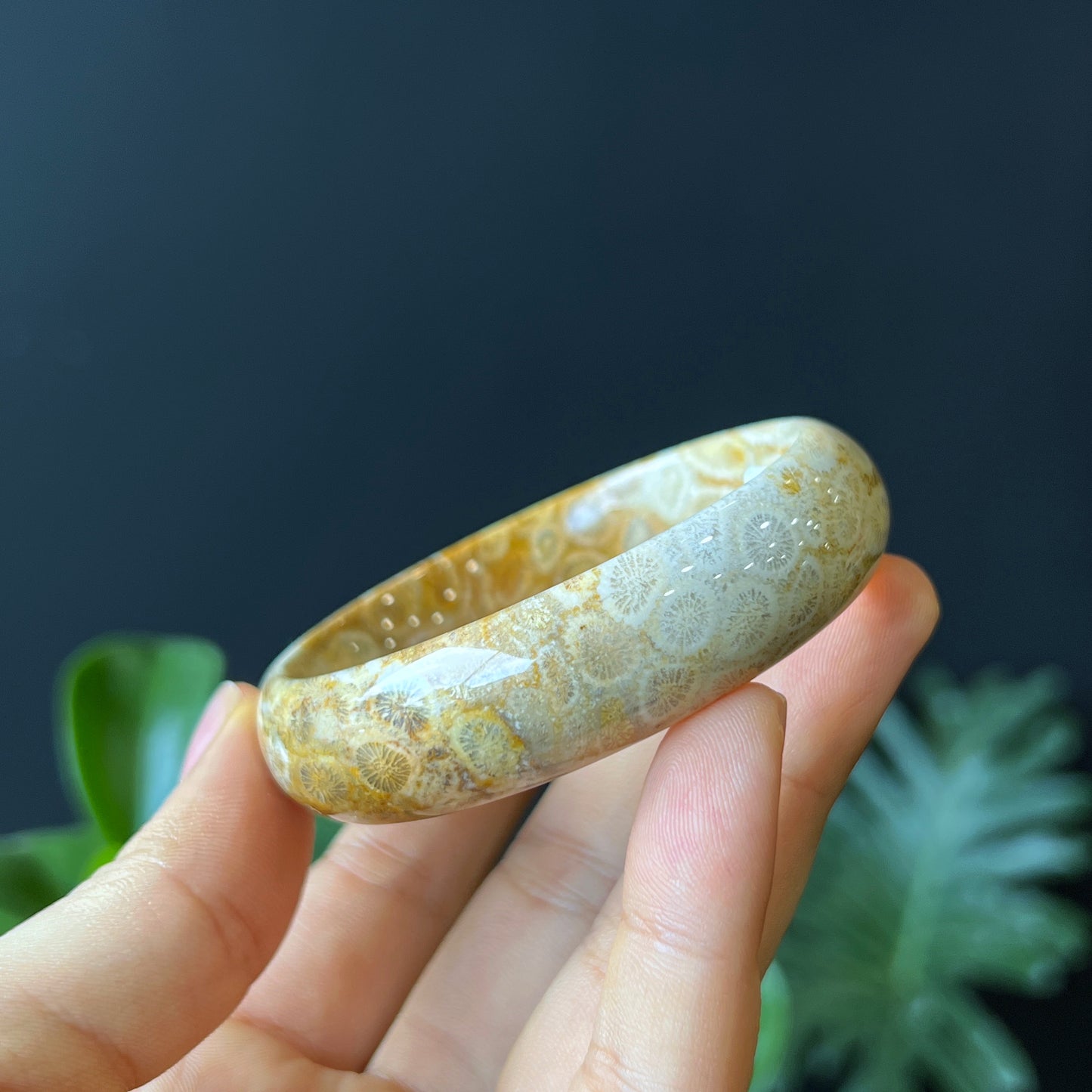 Bracelet Corail Fossil Style Feuille Taille 53 mm