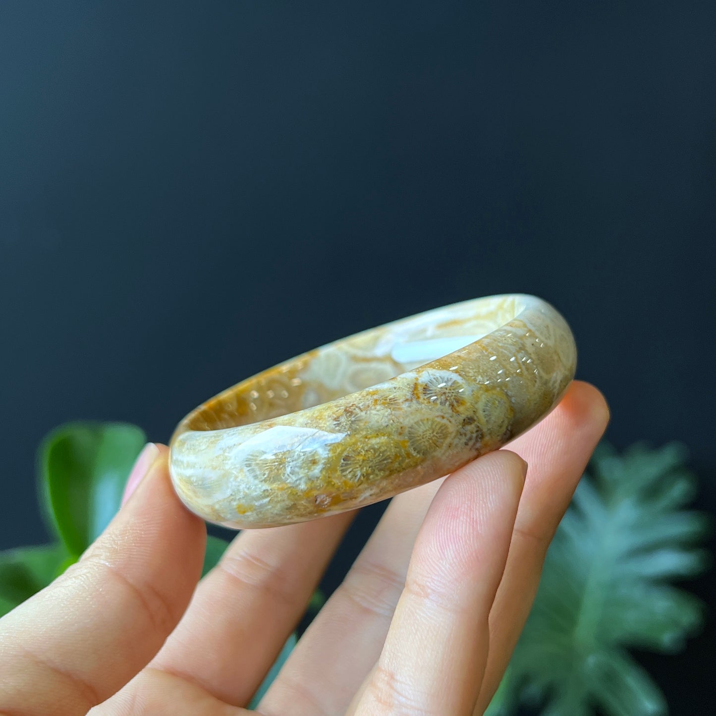 Bracelet Corail Fossil Style Feuille Taille 53 mm