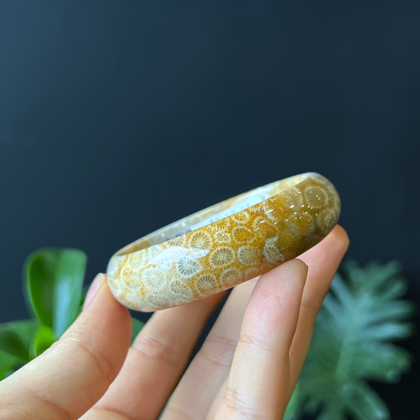 Bracelet Corail Fossil Style Feuille Taille 53 mm
