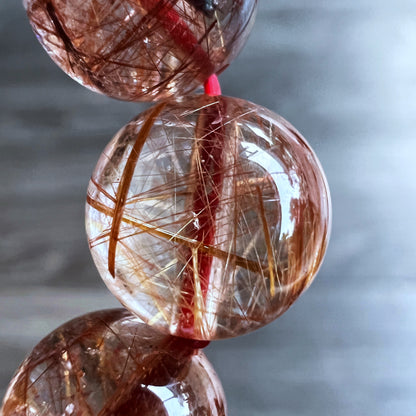 Natural Brown Rutilated Quartz Bracelet Size 9 mm