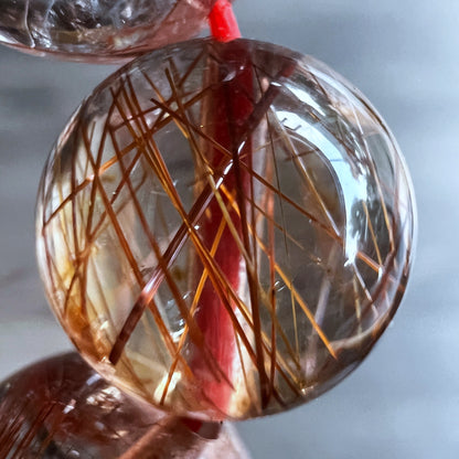 Natural Brown Rutilated Quartz Bracelet Size 9 mm