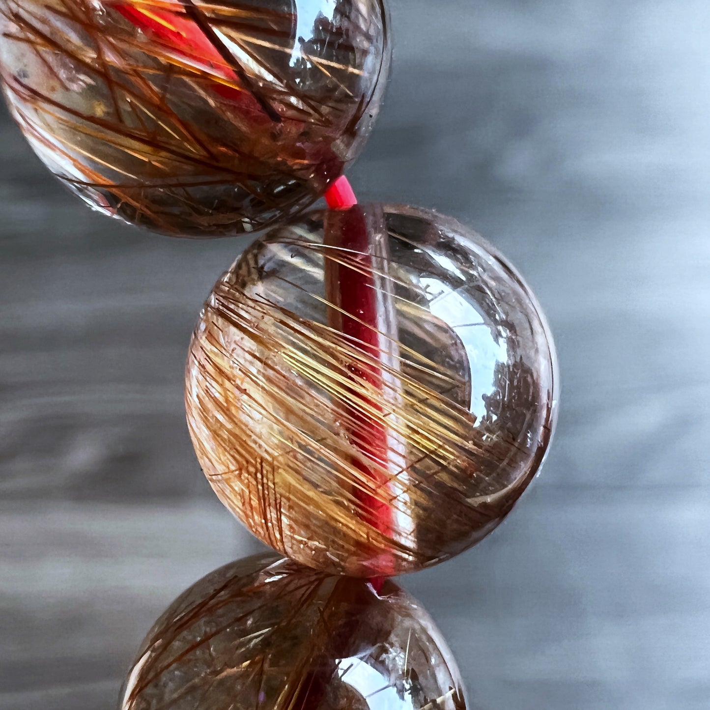 Bracelet Quartz Rutilé Marron Taille 9 mm