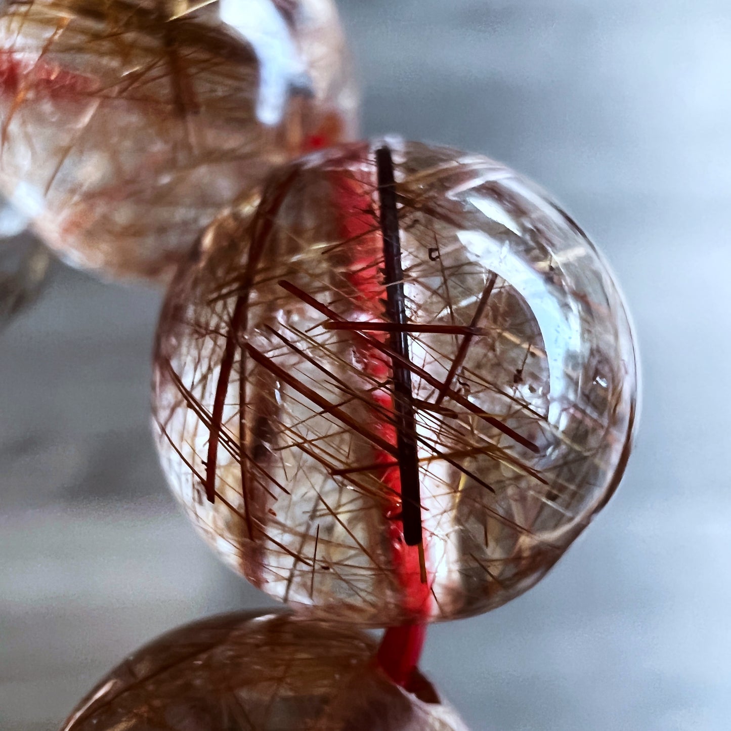 Natural Brown Rutilated Quartz Bracelet Size 9 mm