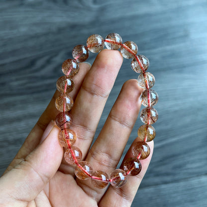 Natural Brown Rutilated Quartz Bracelet Size 9 mm
