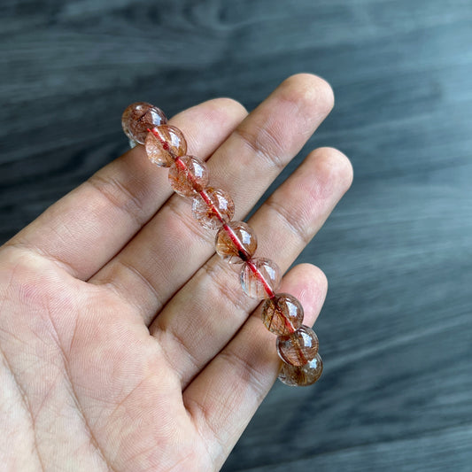 Natural Brown Rutilated Quartz Bracelet Size 9 mm