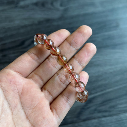 Natural Brown Rutilated Quartz Bracelet Size 9 mm