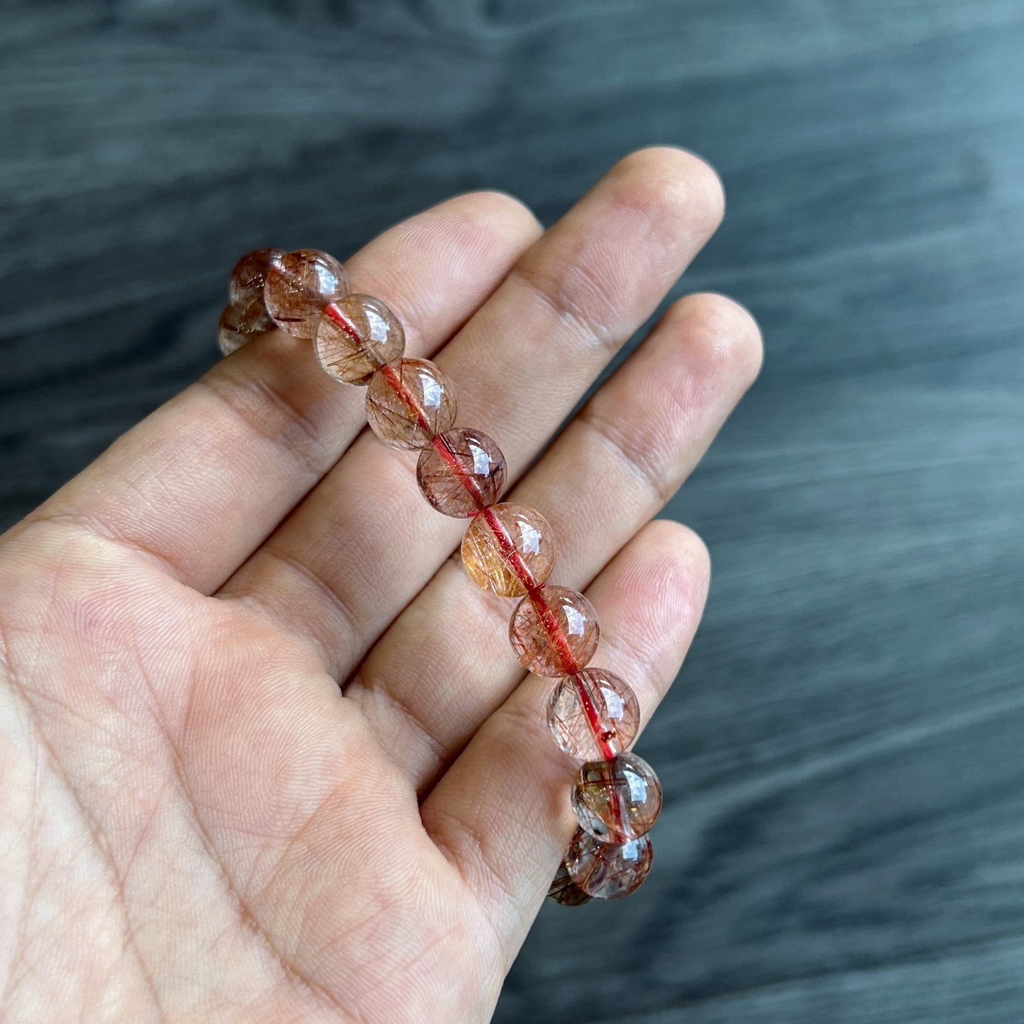 Natural Brown Rutilated Quartz Bracelet Size 9 mm