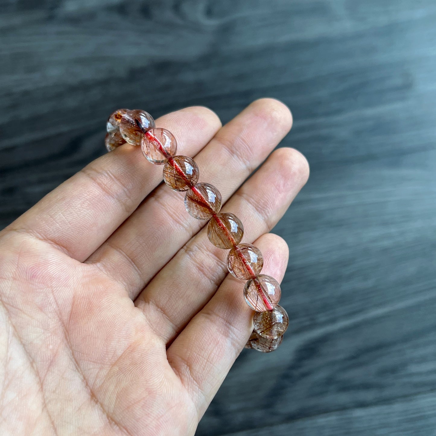 Natural Brown Rutilated Quartz Bracelet Size 9 mm