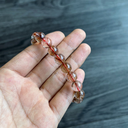 Bracelet Quartz Rutilé Marron Taille 9 mm
