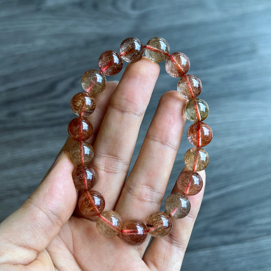 Natural Brown Rutilated Quartz Bracelet Size 11 mm