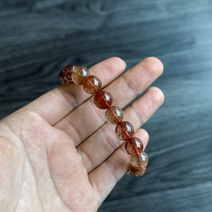 Natural Brown Rutilated Quartz Bracelet Size 11 mm