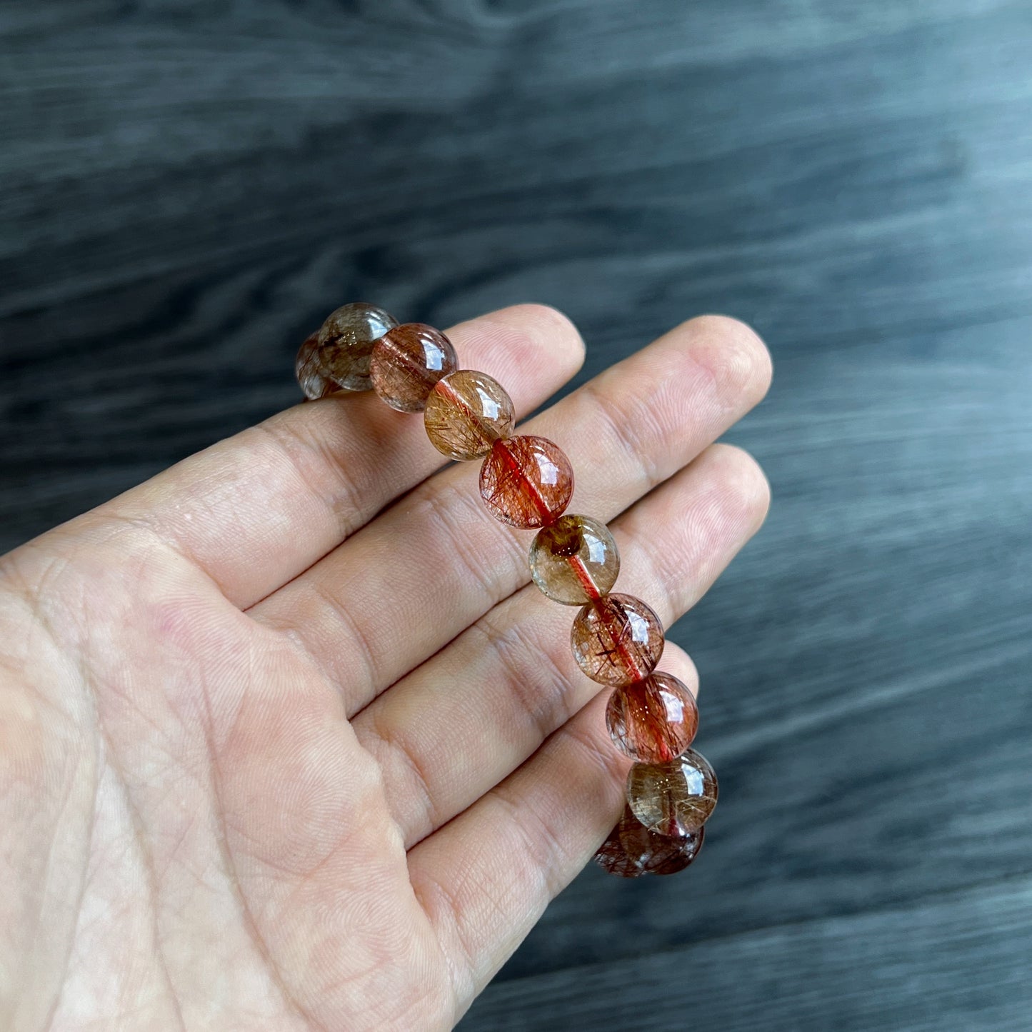 Natural Brown Rutilated Quartz Bracelet Size 11 mm