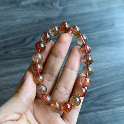 Natural Brown Rutilated Quartz Bracelet Size 11 mm