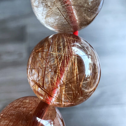 Natural Brown Rutilated Quartz Bracelet Size 11 mm