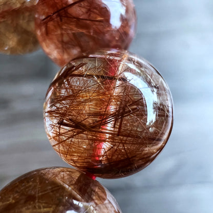 Natural Brown Rutilated Quartz Bracelet Size 11 mm
