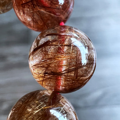 Natural Brown Rutilated Quartz Bracelet Size 11 mm