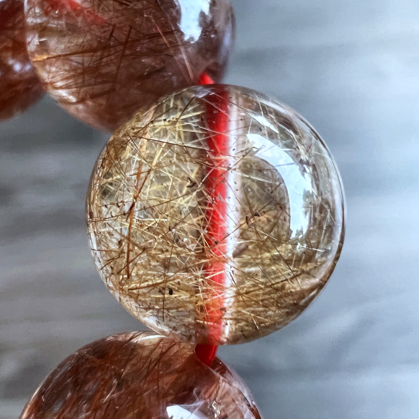 Natural Brown Rutilated Quartz Bracelet Size 11 mm