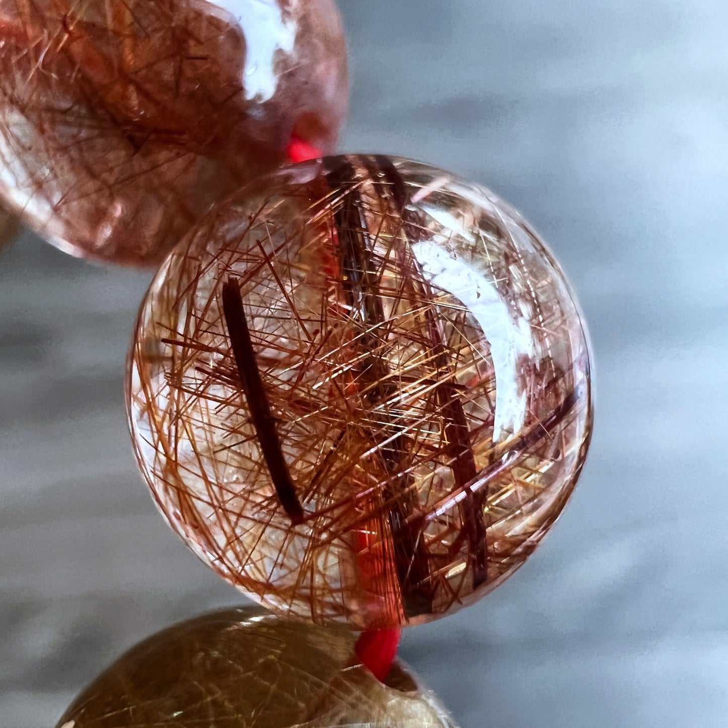 Natural Brown Rutilated Quartz Bracelet Size 11 mm