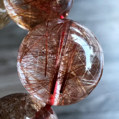 Natural Brown Rutilated Quartz Bracelet Size 12 mm