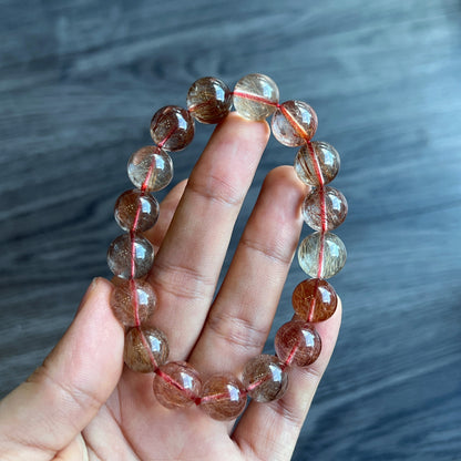 Natural Brown Rutilated Quartz Bracelet Size 12 mm