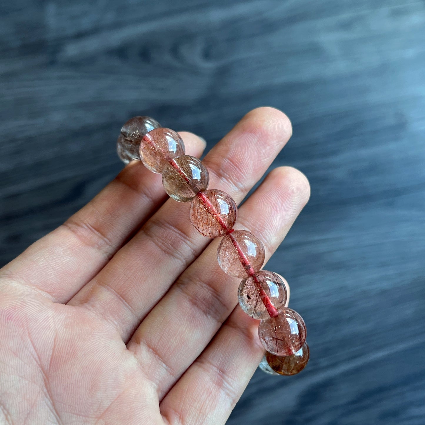 Natural Brown Rutilated Quartz Bracelet Size 12 mm