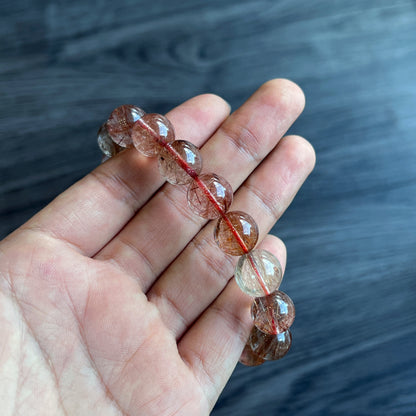 Natural Brown Rutilated Quartz Bracelet Size 12 mm