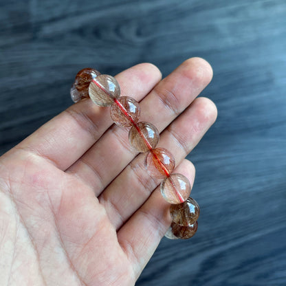 Bracelet Quartz Rutilé Marron Taille 12 mm