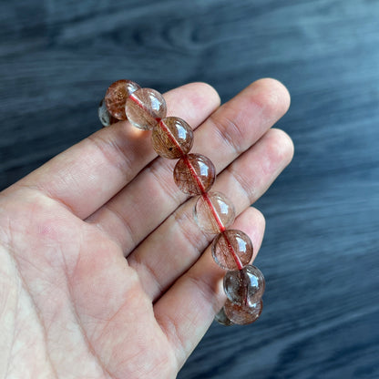 Natural Brown Rutilated Quartz Bracelet Size 12 mm